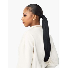 Sensationnel INSTANT UP & DOWN Half Wig Wrapped Ponytail Basic Straight Yaki Texture Easy Styling Heat Resistant Synthetic Fiber Pony Wrap Sleek Finish - UD 8 (T2/27)