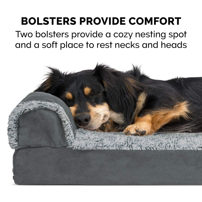 Furhaven Pet Bed for Dogs and Cats - Two-Tone Faux