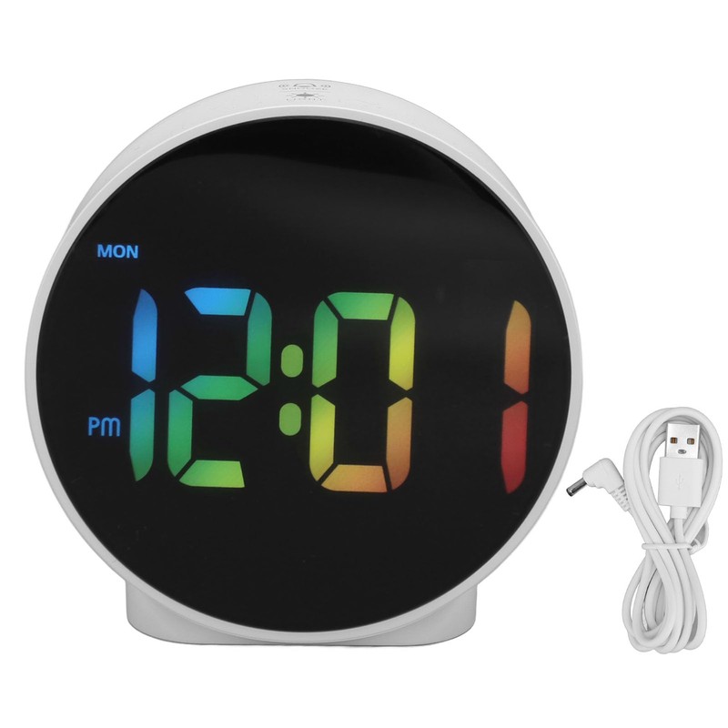 Small Digital Alarm Clock, Electronic LED Clock with Adjustable Brightness,