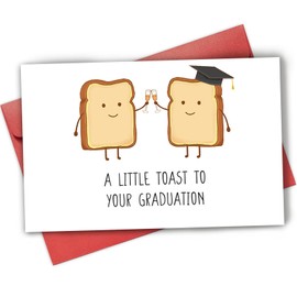 Gevinna Funny Food Pun Graduation Card for Him Her, Cute Toast Graduation Card for Daughter Son, Congratulations on Graduating Card, A Little Toast To Your Graduation
