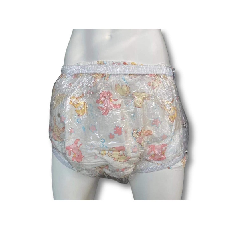 Adult Incontinence Snap-on Plastic Pants 3 Pack (Medium, Glass Clear)