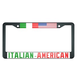 HOSNYE Italian American Flay License Plate Frame Symbol of Friendship Between The Two Countries Metal License Plate Cover Front Plates Frames Car Tag Frame for Women Men US Vehicles Standard