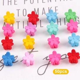 JEXOWIQ Pack of 50 Hair Clips Hair Accessories Girls Plastic Flowers Mini Hair Clips Beads Colourful Pearl Hair Clips Hair Beads Clip Small Hair Gripper for Girls Women