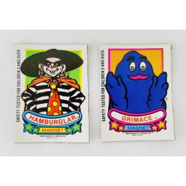 McDonald's Set of 2 Vintage 1980 Grimace Hamburglar McDonald's Rubber Refrigerator Magnets
