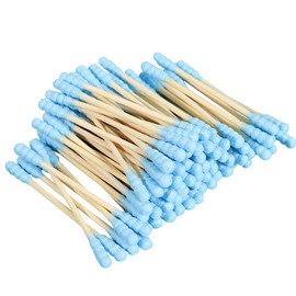 GSHLLO 200 Pcs Double Head Cotton Swabs Spiral Cotton Heads Ear Cleaning Cotton Buds Makeup Remover Swabs Cotton Tips for Cosmetics Blue