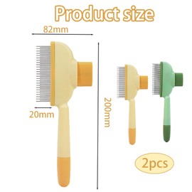 AYNKH 2PCS Pet Hair Removal Comb Flea Comb for Cats & Dogs, Pet Grooming Brush Long & Short Stainless Steel Metal Teeth Combs with Release Button, Durable Self-Cleaning Pet Combs for Grooming