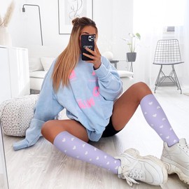 6 Pairs Compression Socks for Women & Men Knee High Socks for Sports, Nurses, Travel, Athletic