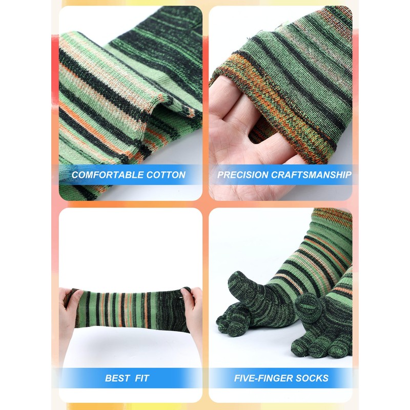 Fourluoo 6 Pairs Women Toe Socks Cotton Breathable Ankle Five