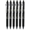 Pilot Black Frixion Clicker Retractable Fine Rollerball Erasable Pens Pen 0.7mm Nib Tip 0.35mm Line BLRT-FR7 (Pack Of 6)