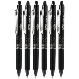Pilot Black Frixion Clicker Retractable Fine Rollerball Erasable Pens Pen 0.7mm Nib Tip 0.35mm Line BLRT-FR7 (Pack Of 6)