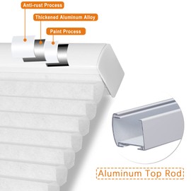 Persilux Light Filtering Cordless Cellular Shades 1.5" Cellular Blinds for Windows, Office, and Sliding Glass Doors, White, 26" W x 38" H