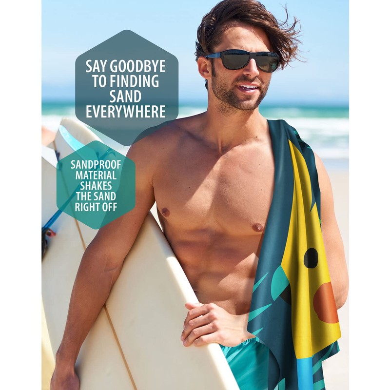 VENTURE 4TH Microfiber Beach Towel: Quick-Dry, Compact, Sand-Free, Absorbent, Sandproof