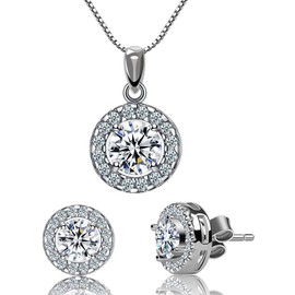 Collares de Mujer, Juego Collar Aretes de Mujer,Romántico Regalo de Mamá Esposa Boda Cumpleaños, Regalo del Día de Madre