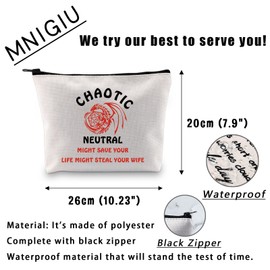MNIGIU D20 Dice Bag Chaotic Neutral Might Save Your Life Might Steal Your Wife Makeup Bag RPG Gamer Gift Game Lover Gift