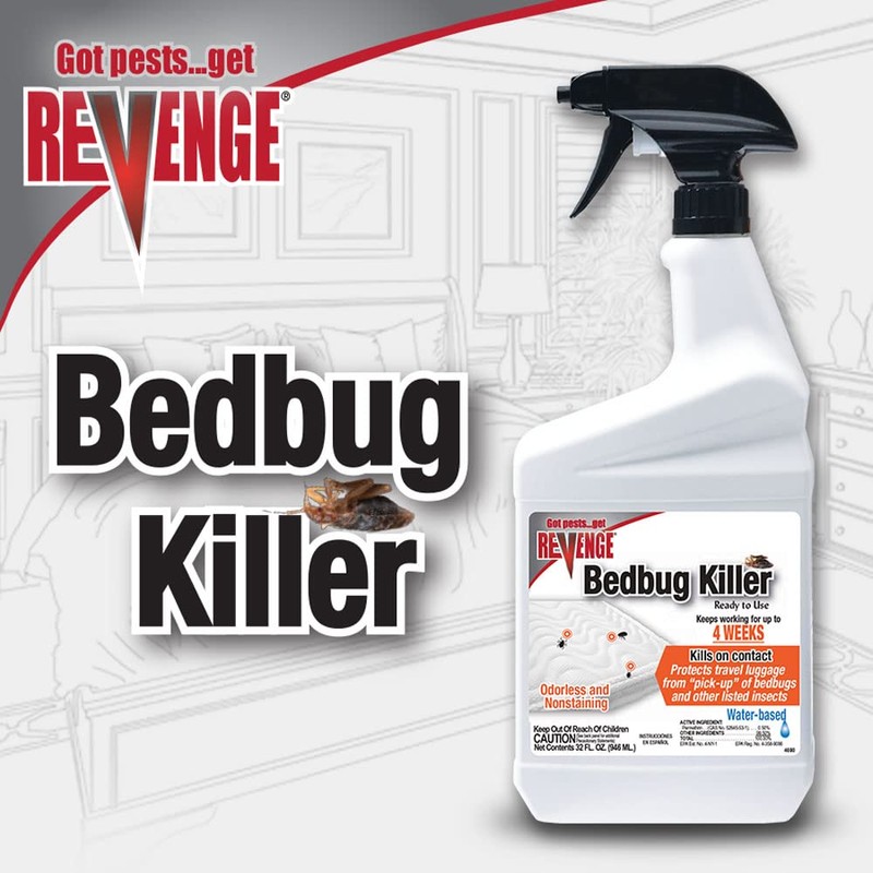 Revenge Bedbug Killer, 32 oz Ready-to-Use Spray, Long Lasting Odorless