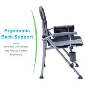 Camping Chairs for Adults,Portable Folding Lawn Chair for Outside,Heavy Duty Camping Chair Support up to 330lbs,Collapsible Outdoor Beach Chair with Cup Holder(Grey)