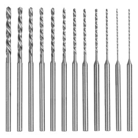 Kimlonton Mini Twist Drill Bit, Small Diameter Drill, 0.02 - 0.08 inch (0.5 - 2.0 mm), Set of 12 Types, Standard Collet, Shaft Diameter 0.09 inch (2.35 mm), Hand Drill, Pin Vice, Replacement Drill Blades, Mini Router Drill Bit Long Life, Precision Drilli