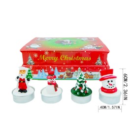 KCVC 12 Pcs Unscented Tealight Candles Set B for Christmas Decoration Santa Claus, Snowman, Pine Cones, Christmas Tree, Shoes, House, Santa Hat Candles, Christmas Home Decorations Candle
