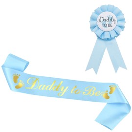 Baby Shower Sash Pin for Daddy Birthday Gifts for Dad Baby Announcement Gifts for Dad Christmas Gifts for First Time Dads Gifts for Men Tinplate Badge Baby Welcome Party Gift Set