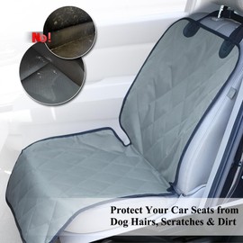 VIVAGLORY Front Dog Seat Covers, 2PACK No-Skirt Design Quilted & Durable 600D Oxford Pet Front Seat Cover with Anti-Slip Backing, Fits Most Cars, SUVs & MPVs, Grey