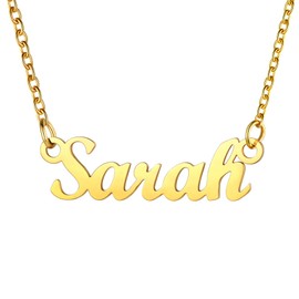Sarah Gold Necklace Statement Name Bar Necklace For Women Teen Girls, Best Gift for Love