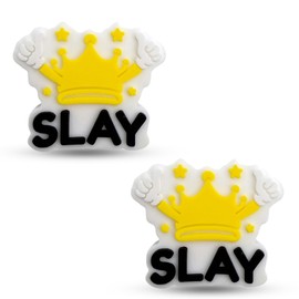 Tennis Racket Dampener - Cute Fun Slay King-Queen Crown Design - 2-Pack - Vibration & Noise-Reducing Tennis Shock Absorber for Racquets - Secure, Easy-Install Accessories for Players of All Levels