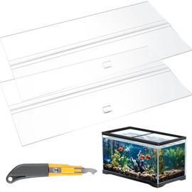 Juexica Aquarium Lid Acrylic Canopy Two Piece Set Aquarium Top Cover Fish Tank Lid with Center Brace with a Hook Knife (48" Long X 18" Wide)