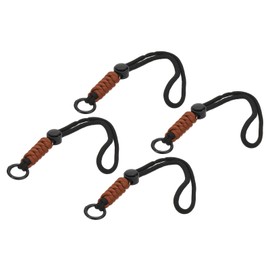 PATIKIL Paracord Lanyard Keychain, 4Pcs Cell Phone Keychain Rope Wrist Lanyards Braided Strap with Spring Ring for Hanging Key, Black, Brown