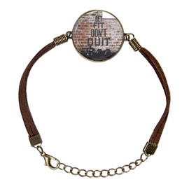 Arthwick Store Get Fit Don't Quit Fitness Inspiration Quote Illustration Leather Bracelet Wristband