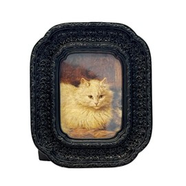 CISOO 2.5x3.5 Vintage Small Picture Frame, Antique Ornate Black Wallet Size Photo Frame for Table Top and Wall Display, Decorative Floral Design Retro Home Decor, Photo Gallery Art