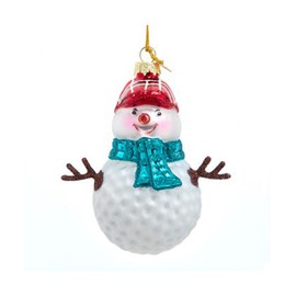 Kurt Adler Golf Ball Snowman - 3.5 Inch Glass Christmas Tree Ornament