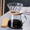 FGIUKC Coffee Server, Heat Resistant Glass, Bamboo Holder, Coffee Dripper