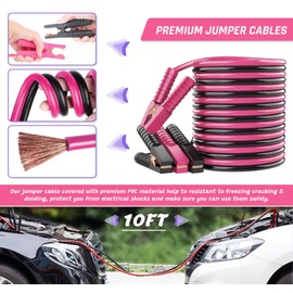 298PCS Roadside Emergency Car Kit- Car Emergency Kit with Jumper Cables, Roadside Emergency Kit for Vehicles, Emergency Car Kit, Car Safety Kits, Gloves,Tow Strap,Tool Kit,Reflective Warning Triangle