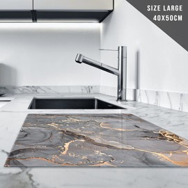 Chopping Board | Glass Chopping Boards for Kitchens | Glass Worktop Savers for Kitchen | Cutting Boards for Kitchen | Chopping Board Non Slip | Small Chopping Board | Grey Gold Black