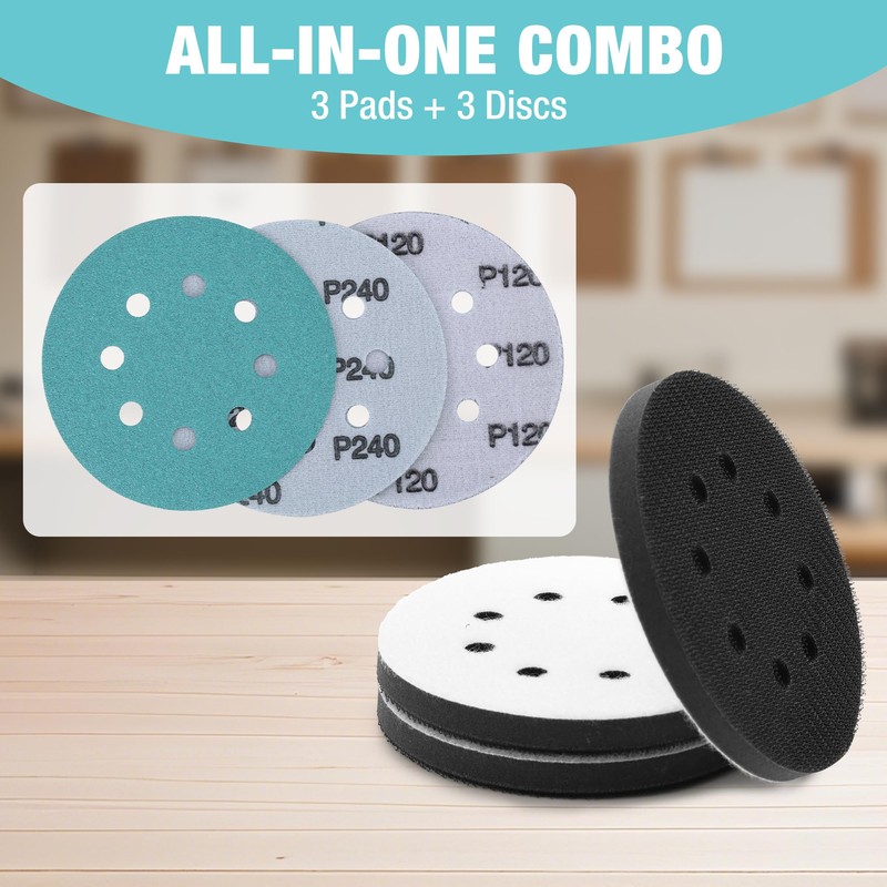 WORKPRO 5 Inch Orbital Sander Interface Pads and Sanding Discs,