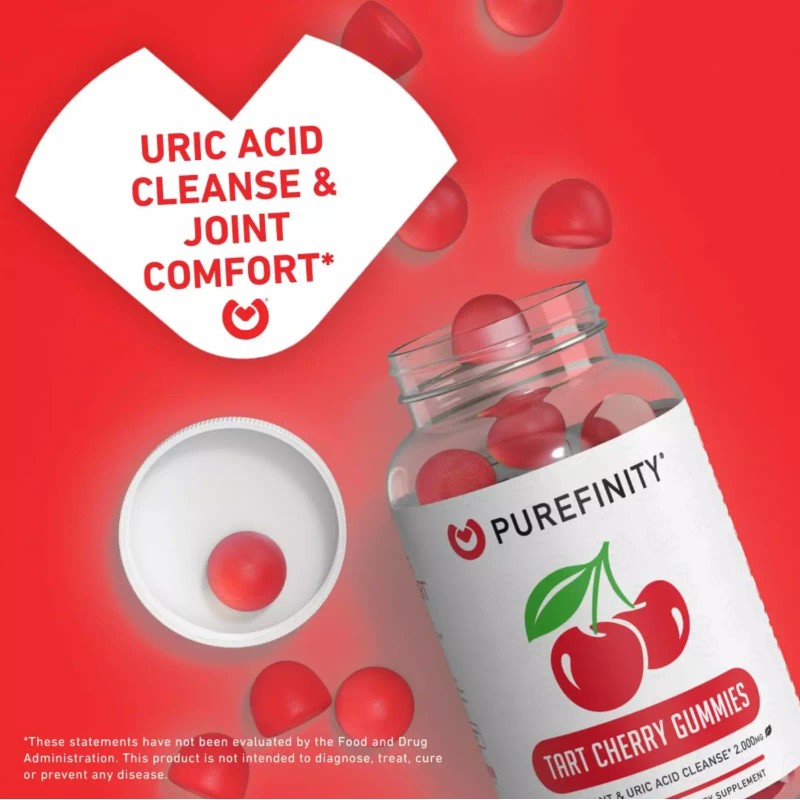 PUREFINITY Tart Cherry Gummies Raw Vegan Extract 60 Count (Pack