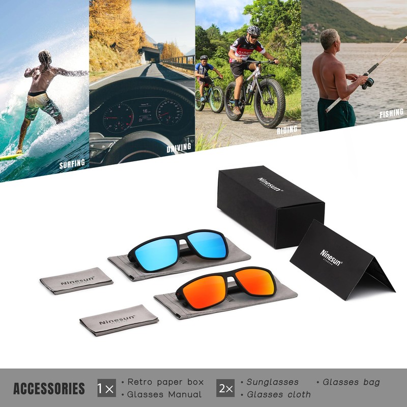 Ninesun Classic Square Sunglasses for Men and Women Lightweight Polarized