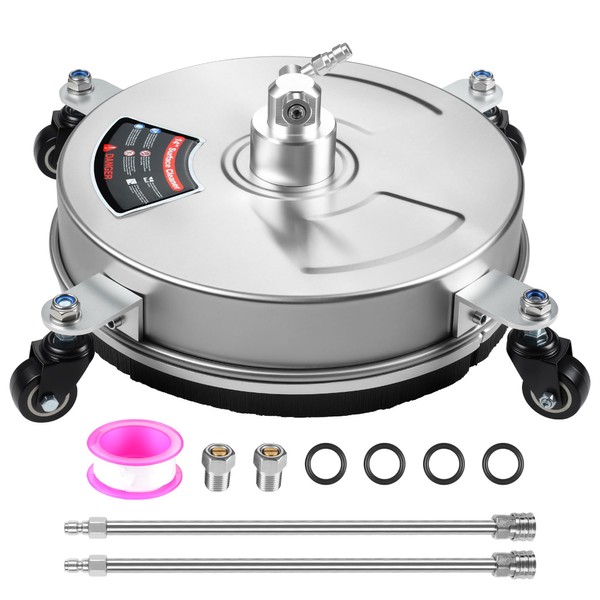 Favormony 14" Pressure Washer Surface Cleaner with Wheels, 4000PSI Stainless