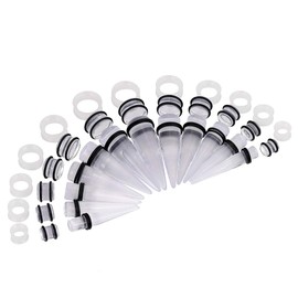Oyaface 36PC Big Gauges Kit Ear Stretching 00G-20mm Acrylic Taper Plug Tunnels Piercing Kits Clear