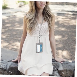 Operitacx 1 Set ID Card Holder PU Leather ID Card Holder with Lanyard for Hanging Vertical Credit Slots Retractable Card Protector for Office School Supplies Grey