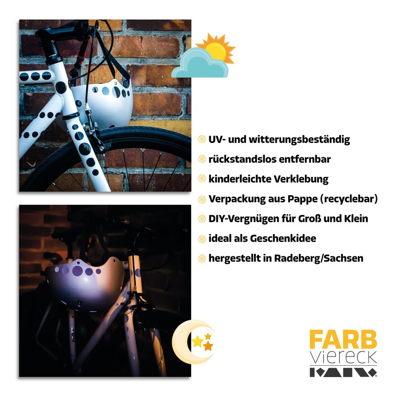 Farbviereck Reflector Sticker Set Circles Various Stickers Colours as Bicycle