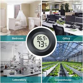JEDEW 2 Pack Mini Digital Hygrometer Thermometer Gauge, Indoor Outdoor Temperature Humidity Meter for Greenhouse Humidors Incubators Reptile Terrarium Jars, Fahrenheit (H) or Celsius() (2)