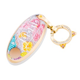 Funda para llave impresa para Nissan 350Z 370Z Altima Armada GT-R Leaf Pathfinder Rogue Sentra Maxima Murano Versa con llavero (mariposa)