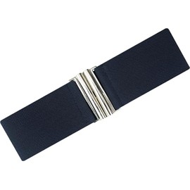 Ro Rox Florence Vintage Belt | Elasticated Belt For Women | Retro Wide Belt | Nurse 50's Style Belt | Belt With Stretch | Ladies Belts For Dresses With Silver Buckle, Black, L