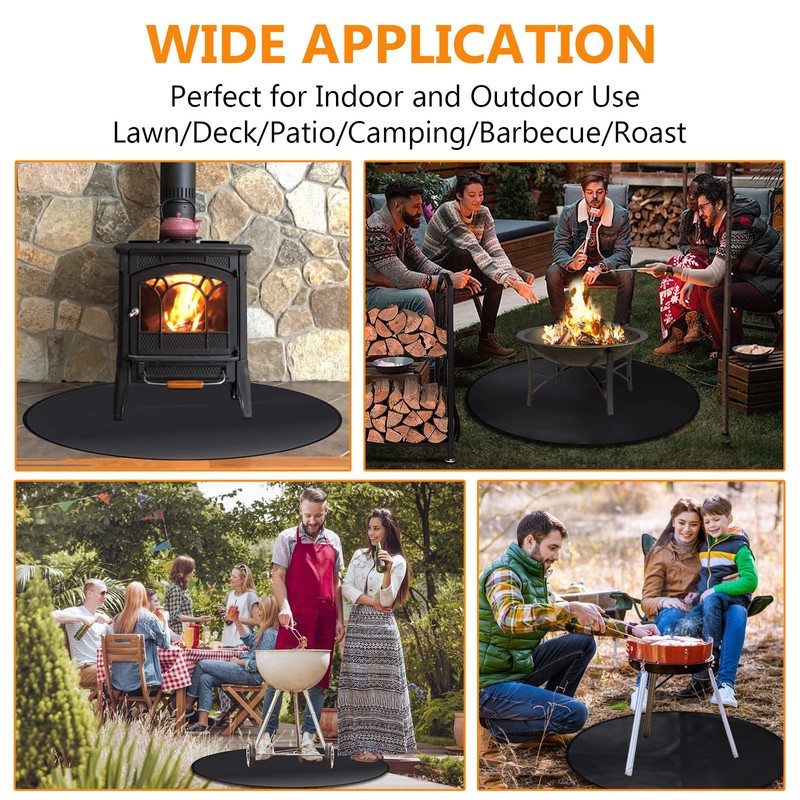 39" Inches Under Grill Mat, 3-Layer Thickened Fire Pit Mat,