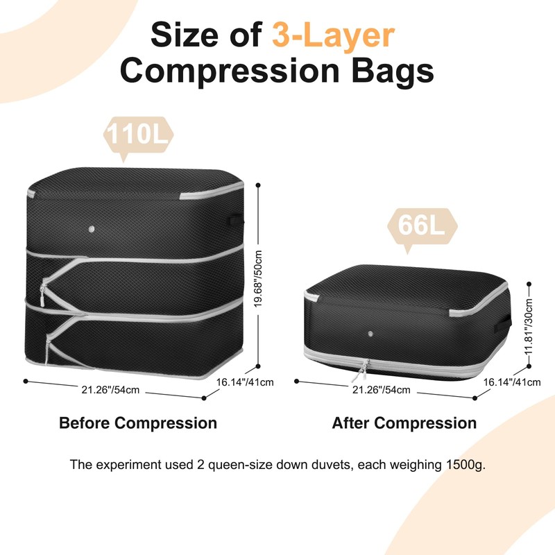 DIMJ Duvet Storage Compression Organiser Bags - 2 Pack 3-Layer