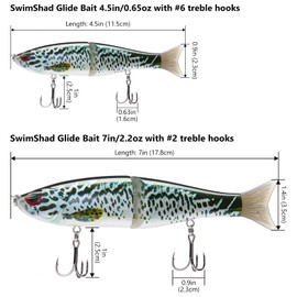 Bassdash SwimShad Glide Baits Jointed Swimbait Bass Pike Salmon Trout Muskie Fishing Lure
