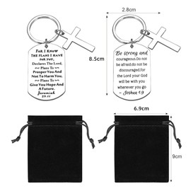 2 Bible Verse keychains Men Women Cross keychains Christian Bible Verses Thanksgiving Faith Keychains Christmas Keychains Baptism Bible Gifts Bible Accessories Silver