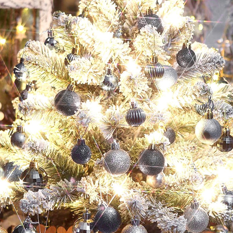VEYLIN Christmas Mini Baubles, 49pcs 3cm Mini Christmas Tree Baubles