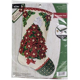 Bucilla, Poinsettia Tree, Felt Applique Christmas Stocking Kit, 18""" (89252E)